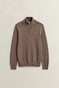 Gant Casual Cotton Half Zip Rib Endings Trui Dark Hazelnut Melange