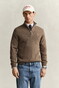 Gant Casual Cotton Half Zip Rib Endings Trui Dark Hazelnut Melange