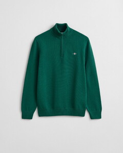 Gant Casual Cotton Half Zip Rib Endings Trui Deep Forest Green