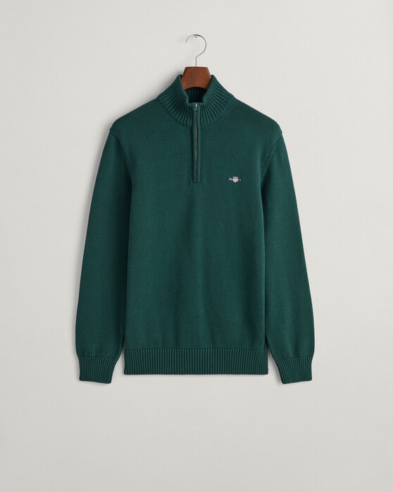 Gant Casual Cotton Half Zip Rib Endings Trui Groen