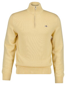 Gant Casual Cotton Half Zip Rib Endings Trui Mild Yellow