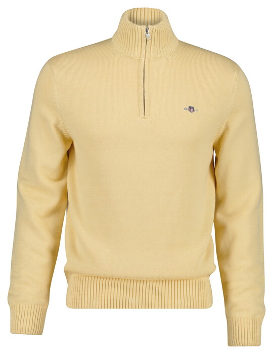 Gant Casual Cotton Half Zip Rib Endings Trui Mild Yellow