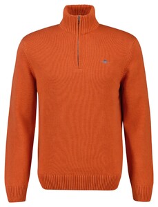 Gant Casual Cotton Half Zip Rib Endings Trui Pumpkin Orange Melange