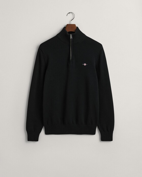 Gant Casual Cotton Half Zip Rib Endings Trui Zwart