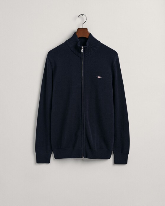Gant Casual Cotton Zip Cardigan Vest Avond Blauw