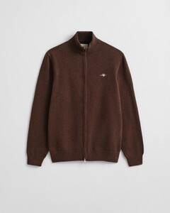 Gant Casual Cotton Zip Cardigan Vest Brown Melange