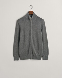 Gant Casual Cotton Zip Cardigan Vest Dark Grey Melange