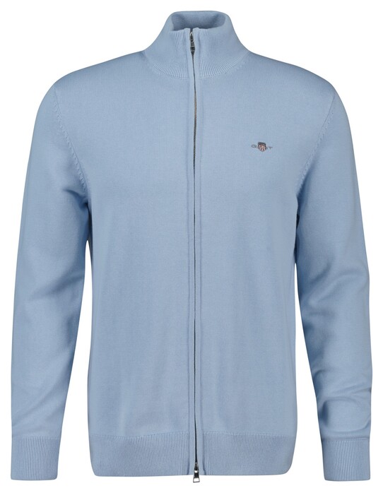 Gant Casual Cotton Zip Cardigan Vest Fresh Blue