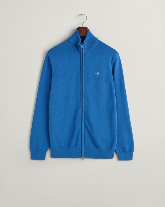 Gant Casual Cotton Zip Cardigan Vest Rich Blue