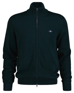 Gant Casual Cotton Zip Cardigan Vest Tartan Green