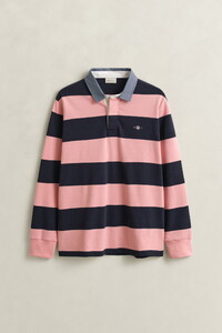Gant Chambray Stripe Heavy Rugger Twill Collar Pullover Bubbelgum Pink