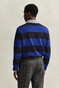 Gant Chambray Stripe Heavy Rugger Twill Collar Trui Blauw