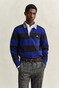 Gant Chambray Stripe Heavy Rugger Twill Collar Trui Blauw