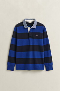Gant Chambray Stripe Heavy Rugger Twill Collar Trui Blauw