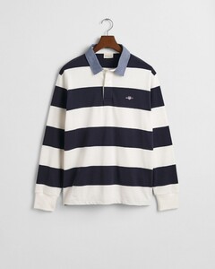 Gant Chambray Stripe Heavy Rugger Twill Collar Trui Eggshell
