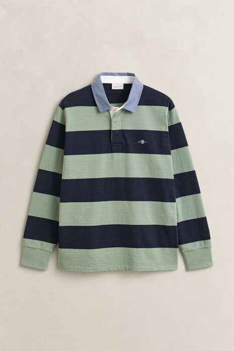 Gant Chambray Stripe Heavy Rugger Twill Collar Trui Surplus Mint