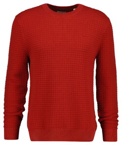 Gant Check Texture Cotton Crew Neck Trui Maple Fire