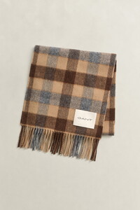Gant Checked Wool Scarf Sjaal Warm Khaki