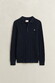 Gant Classic Cable Knit Organic Cotton Polo Collar Trui Avond Blauw
