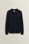 Gant Classic Cable Knit Organic Cotton Polo Collar Trui Avond Blauw