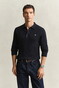 Gant Classic Cable Knit Organic Cotton Polo Collar Trui Avond Blauw
