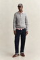 Gant Classic Cable Knit Organic Cotton Polo Collar Trui Grijs Melange