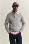 Gant Classic Cable Knit Organic Cotton Polo Collar Trui Grijs Melange
