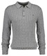 Gant Classic Cable Knit Organic Cotton Polo Collar Trui Grijs Melange