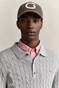Gant Classic Cable Knit Organic Cotton Polo Collar Trui Grijs Melange