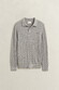Gant Classic Cable Knit Organic Cotton Polo Collar Trui Grijs Melange