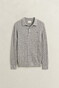Gant Classic Cable Knit Organic Cotton Polo Collar Trui Grijs Melange