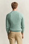 Gant Classic Cable Knit Organic Cotton Polo Collar Trui Soft Green Melange