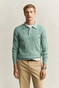 Gant Classic Cable Knit Organic Cotton Polo Collar Trui Soft Green Melange