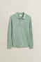 Gant Classic Cable Knit Organic Cotton Polo Collar Trui Soft Green Melange