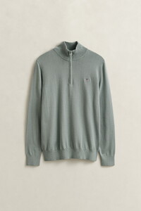 Gant Classic Cotton Half Zip Trui Ceramic Grey