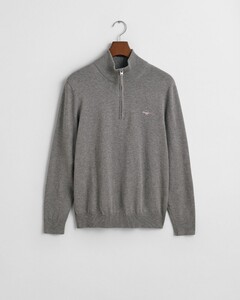 Gant Classic Cotton Half Zip Trui Dark Grey Melange