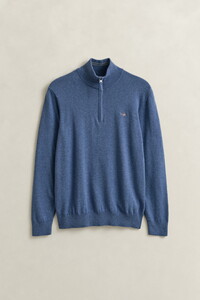 Gant Classic Cotton Half Zip Trui Denim Blue