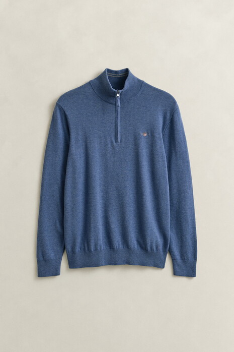 Gant Classic Cotton Half Zip Trui Denim Blue