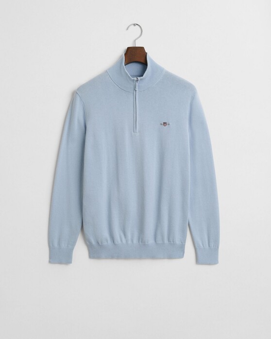 Gant Classic Cotton Half Zip Trui Fresh Blue