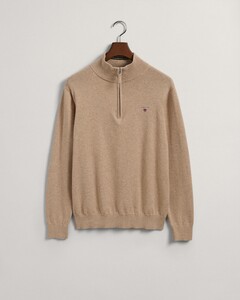 Gant Classic Cotton Half Zip Trui Zand Melange