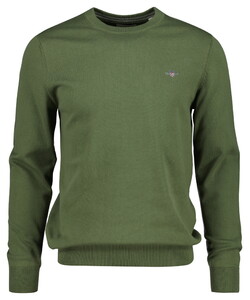 Gant Classic Cotton Ronde Hals Trui Dry Herb Green