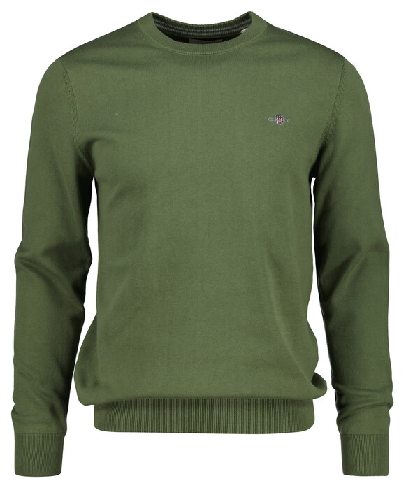 Gant Classic Cotton Ronde Hals Trui Dry Herb Green