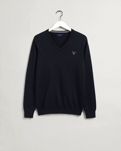 Gant Classic Cotton V-Hals Trui Avond Blauw