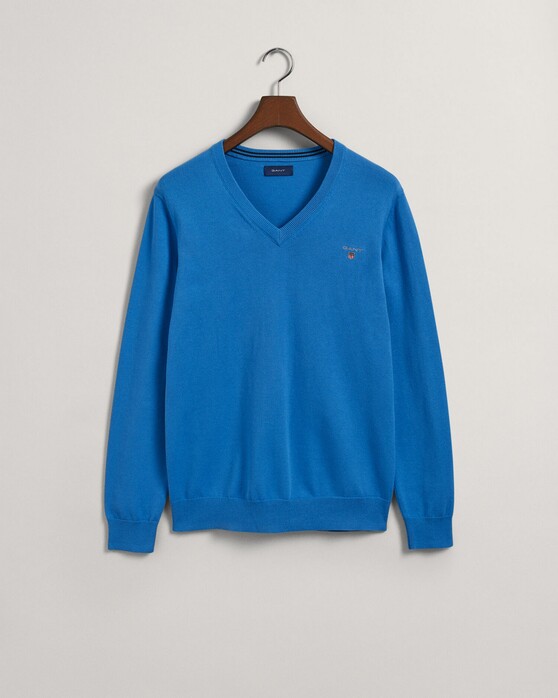 Gant Classic Cotton V-Hals Trui Day Blue