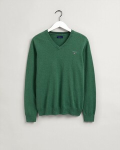 Gant Classic Cotton V-Hals Trui Kelly Green Melange