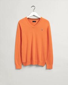 Gant Classic Cotton V-Hals Trui Oranje Melange