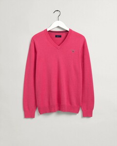 Gant Classic Cotton V-Hals Trui Roze Melange