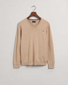 Gant Classic Cotton V-Hals Trui Zand Melange