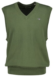 Gant Classic Cotton V-Neck Ribbed Endings Spencer Dry Herb Green