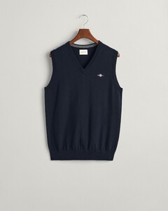 Gant Classic Cotton V-Neck Spencer Evening Blue